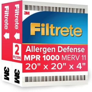 imageFiltrete 20x25x4 AC Furnace Air Filter MPR 1000 MERV 11 Fits Honeywell ampamp AprilAire SpaceGard Allergen Defense Electrostatic Air Cleaning Filter 2Pack actual size 1988 x 2463 x 43120x20x4