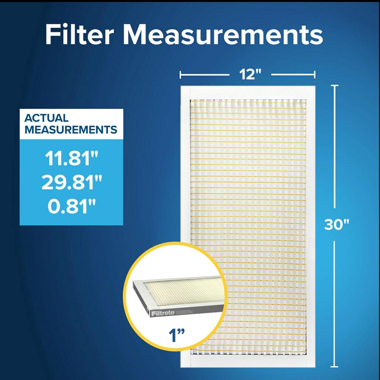 imageFiltrete 12x20x1 Air Filter MPR 300 MERV 5 Clean Living Basic Dust 3Month Pleated 1Inch Air Filters 6 Filters12x30x1