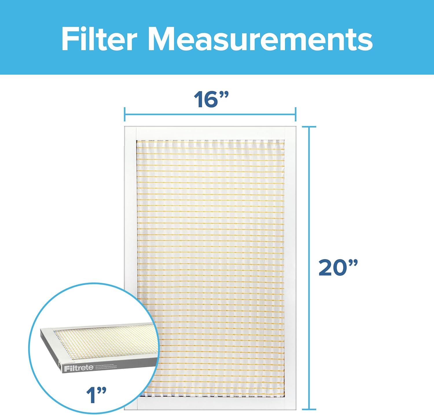 imageFiltrete 12x20x1 Air Filter MPR 300 MERV 5 Clean Living Basic Dust 3Month Pleated 1Inch Air Filters 6 Filters16x20x1