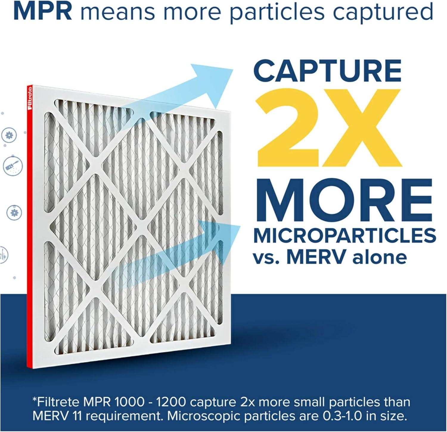 imageFiltrete 14x20x1 AC Furnace Air Filter MERV 11 MPR 1000 Micro Allergen Defense 3Month Pleated 1Inch Electrostatic Air Cleaning Filter 2 Pack Actual Size 13781 x 19781 x 084 in16x25x1