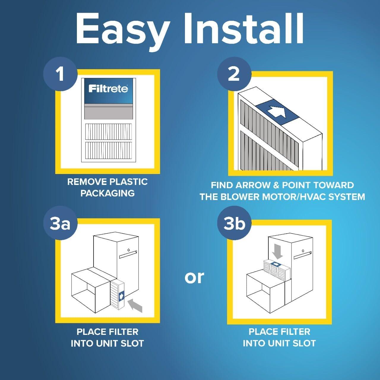 imageFiltrete 16x25x4 AC Furnace Air Filter MPR 1000 MERV 11 Fits Lennox ampamp Honeywell Devices Allergen Defense Electrostatic Air Cleaning Filter 4Pack actual size 1588 x 2456 x 43116x25x4