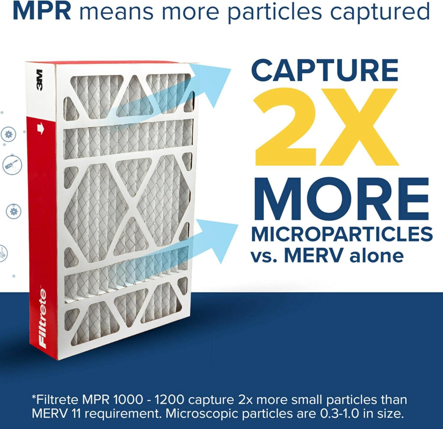 imageFiltrete 16x25x4 AC Furnace Air Filter MPR 1000 MERV 11 Fits Lennox ampamp Honeywell Devices Allergen Defense Electrostatic Air Cleaning Filter 4Pack actual size 1588 x 2456 x 43120x25x4
