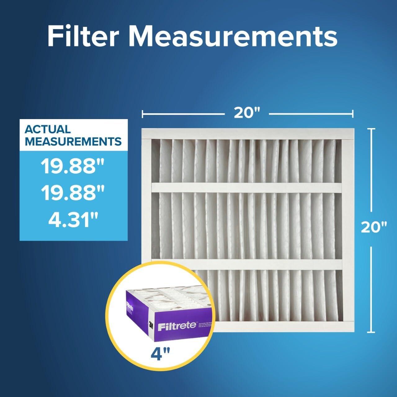 imageFiltrete 16x25x4 AC Furnace Air Filter MPR 1550 MERV 12 Fits Lennox ampamp Honeywell CERTIFIED Asthma ampamp Allergy Friendly Electrostatic Air Cleaning Filter 2Pack Actual Size 1588x2456x431 in20x20x4