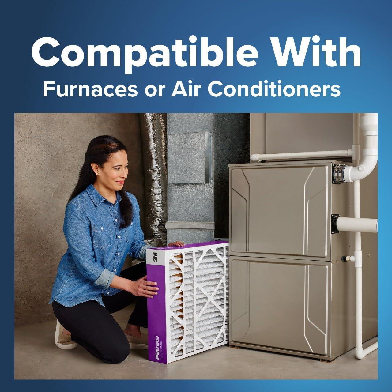 imageFiltrete 16x25x4 AC Furnace Air Filter MPR 1550 MERV 12 Fits Lennox ampamp Honeywell CERTIFIED Asthma ampamp Allergy Friendly Electrostatic Air Cleaning Filter 2Pack Actual Size 1588x2456x431 in16x25x4SlimFit