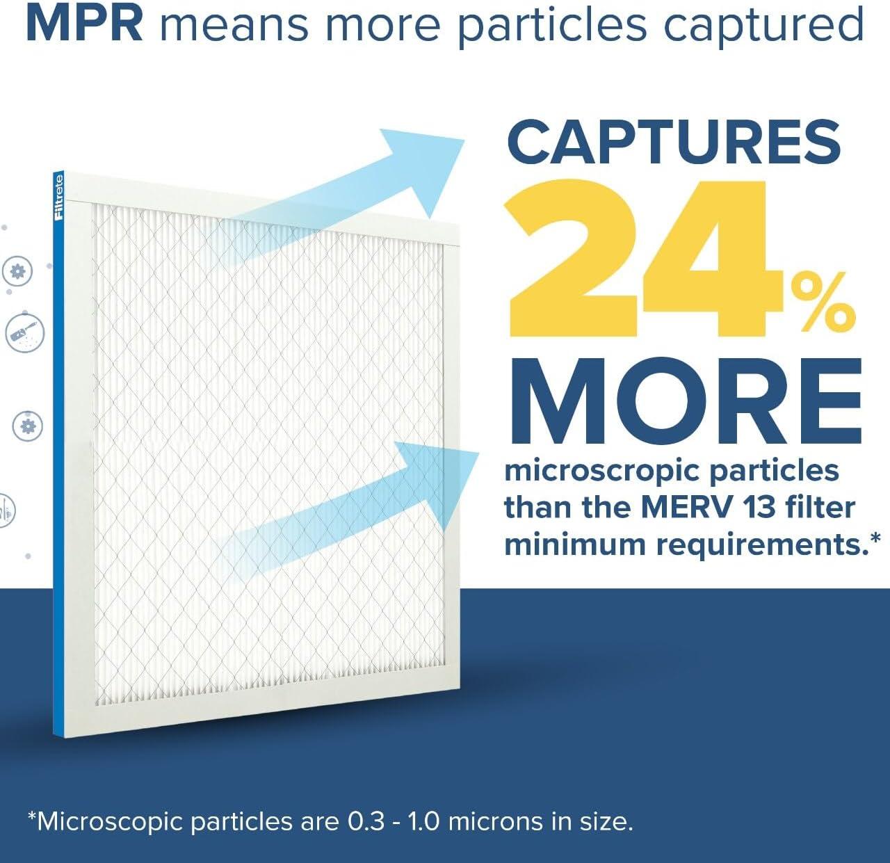 imageFiltrete 20x25x1 AC Furnace Air Filter MERV 13 MPR 1900 Premium Allergen Bacteria ampamp Virus Filter 3Month Pleated 1Inch Electrostatic Air Cleaning Filter 6Pack Actual Size 1969x2469x078 in20x24x1