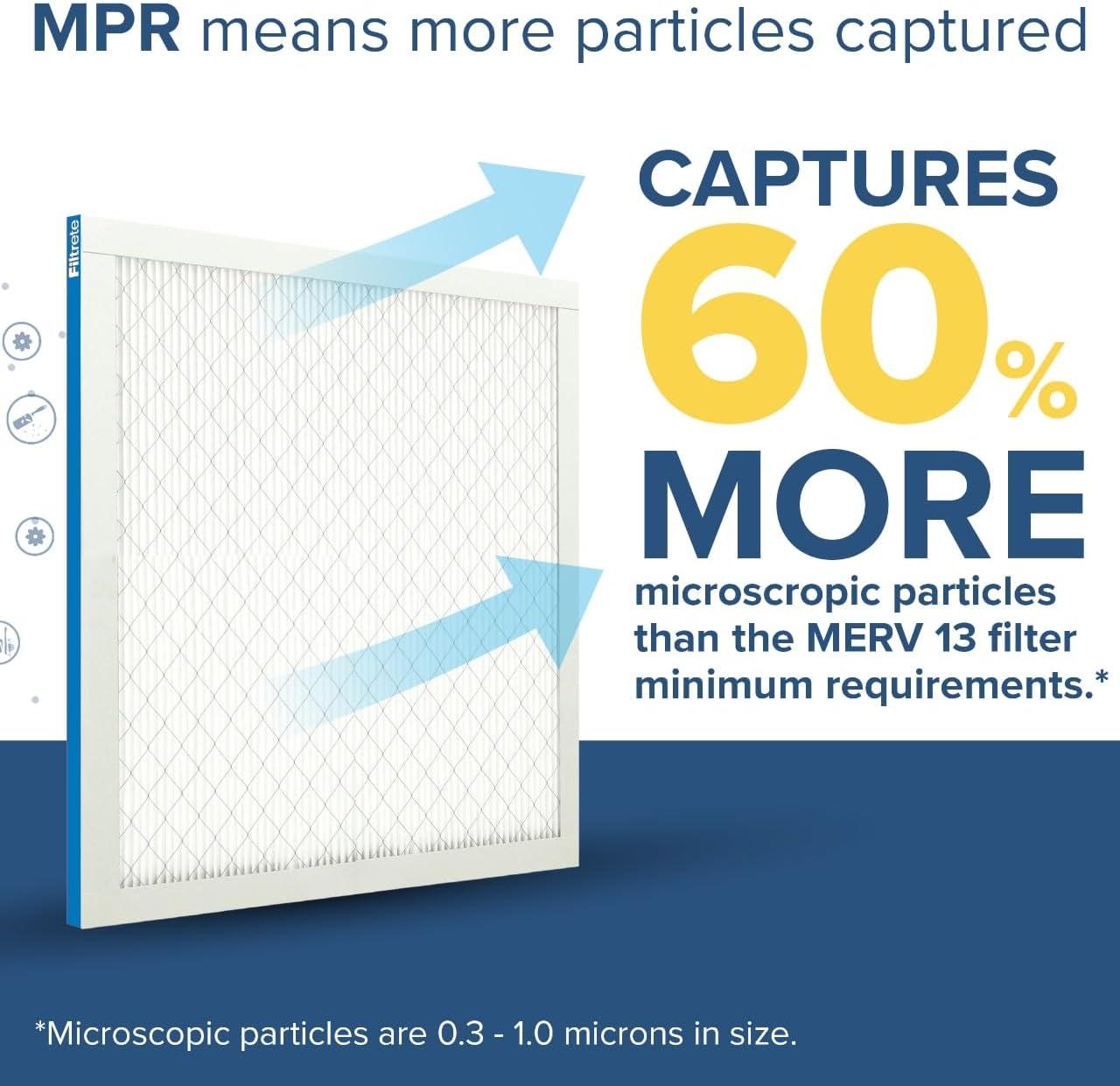 imageFiltrete 20x25x1 AC Furnace Air Filter MERV 13 MPR 1900 Premium Allergen Bacteria ampamp Virus Filter 3Month Pleated 1Inch Electrostatic Air Cleaning Filter 6Pack Actual Size 1969x2469x078 in19875x215x1