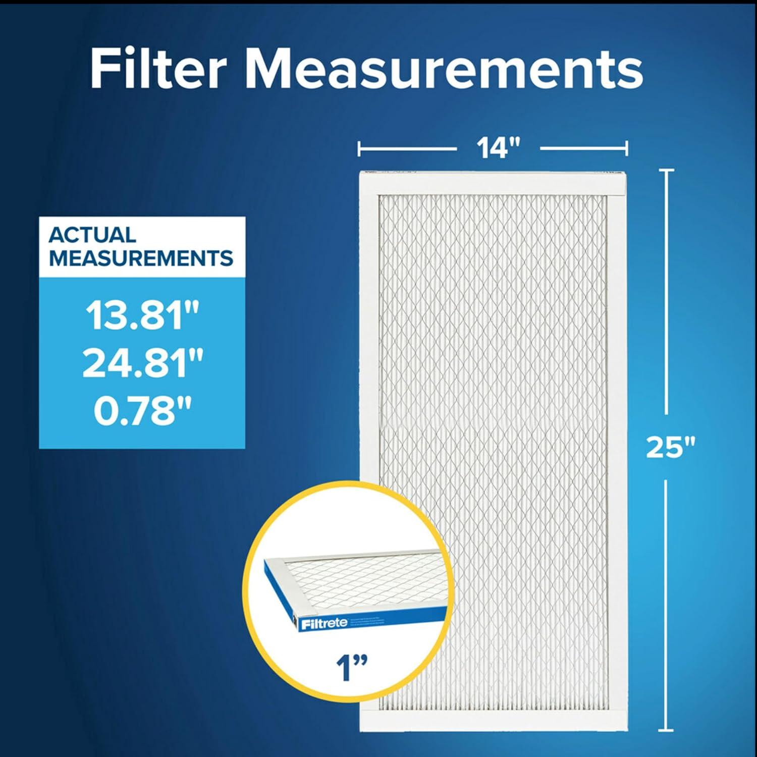 imageFiltrete 20x25x1 AC Furnace Air Filter MERV 13 MPR 1900 Premium Allergen Bacteria ampamp Virus Filter 3Month Pleated 1Inch Electrostatic Air Cleaning Filter 6Pack Actual Size 1969x2469x078 in14x25x1