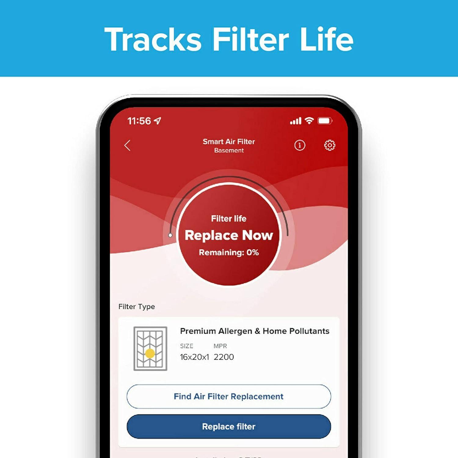 imageFiltrete 20x25x1 AC Furnace SMART Air Filter MERV 12 MPR 1500 Track Filter Life With Bluetooth Enabled Sensor CERTIFIED asthma ampamp allergy friendly 2Pack Actual Size 19719x24688x078 in12x12x1