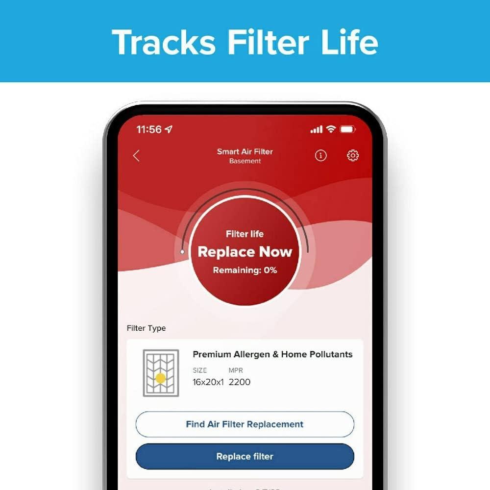 imageFiltrete 20x25x1 AC Furnace SMART Air Filter MERV 12 MPR 1500 Track Filter Life With Bluetooth Enabled Sensor CERTIFIED asthma ampamp allergy friendly 2Pack Actual Size 19719x24688x078 in14x14x1