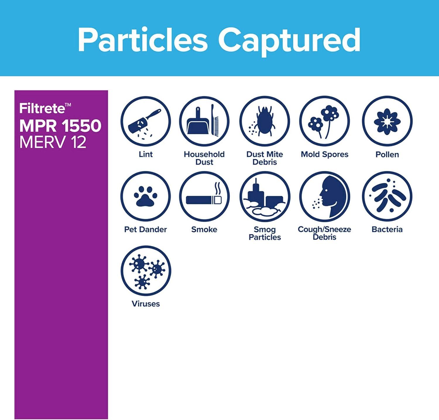 imageFiltrete 20x25x1 AC Furnace SMART Air Filter MERV 12 MPR 1500 Track Filter Life With Bluetooth Enabled Sensor CERTIFIED asthma ampamp allergy friendly 2Pack Actual Size 19719x24688x078 in12x12x1