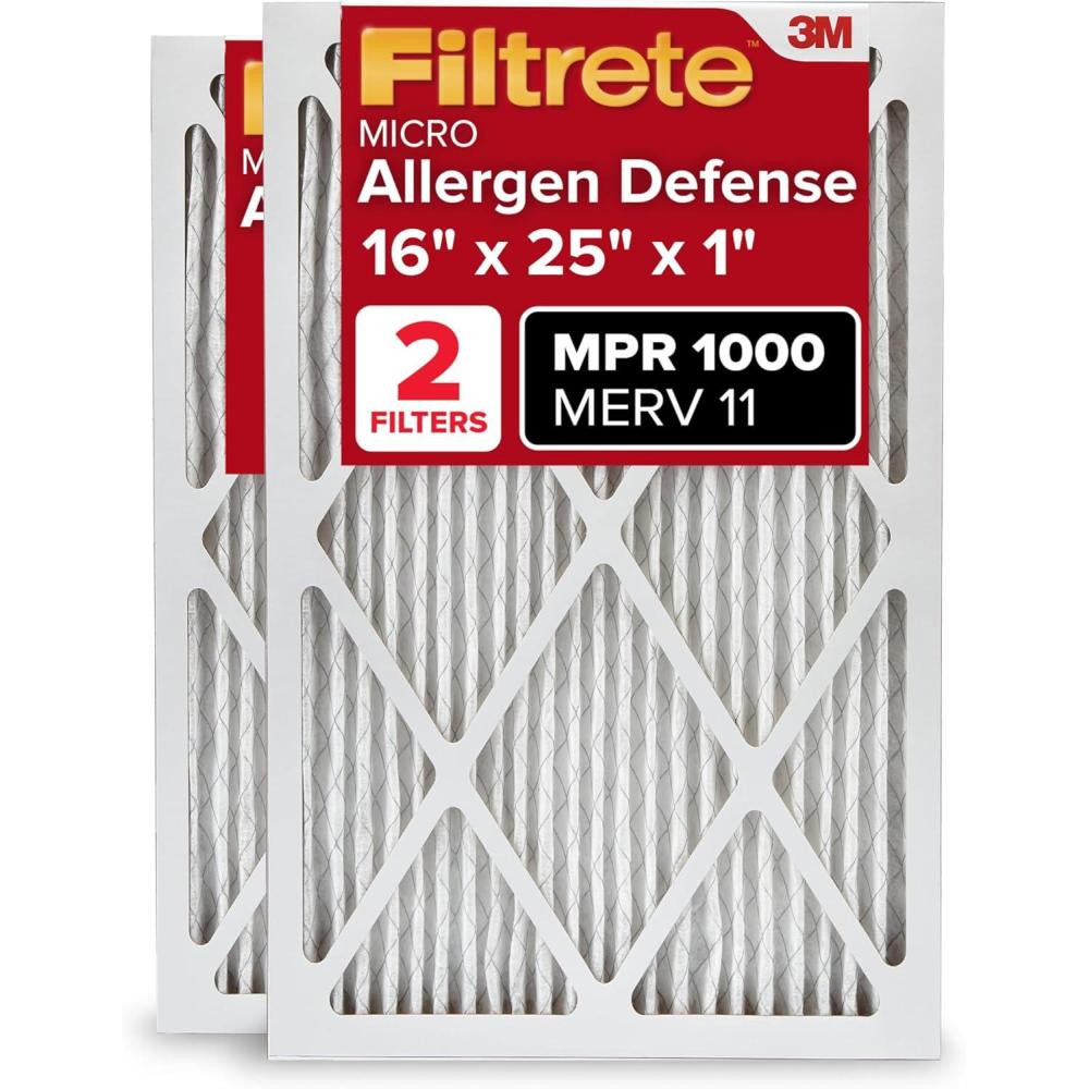 imageFiltrete 14x20x1 AC Furnace Air Filter MERV 11 MPR 1000 Micro Allergen Defense 3Month Pleated 1Inch Electrostatic Air Cleaning Filter 2 Pack Actual Size 13781 x 19781 x 084 in16x25x1