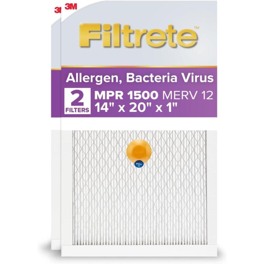 imageFiltrete 20x25x1 AC Furnace SMART Air Filter MERV 12 MPR 1500 Track Filter Life With Bluetooth Enabled Sensor CERTIFIED asthma ampamp allergy friendly 2Pack Actual Size 19719x24688x078 in14x20x1
