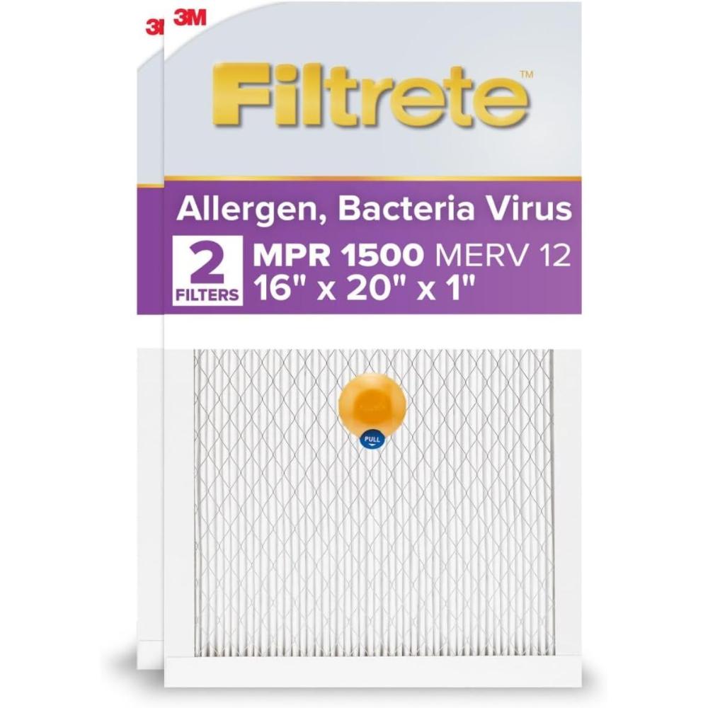 imageFiltrete 20x25x1 AC Furnace SMART Air Filter MERV 12 MPR 1500 Track Filter Life With Bluetooth Enabled Sensor CERTIFIED asthma ampamp allergy friendly 2Pack Actual Size 19719x24688x078 in16x20x1