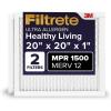 imageFiltrete 20x30x1 AC Furnace Air Filter MERV 12 MPR 1500 CERTIFIED asthma ampamp allergy friendly 3 Month Pleated 1Inch Electrostatic Air Cleaning Filter 2Pack Actual Size 1981x2981x078 in20x20x1