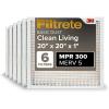 imageFiltrete 12x20x1 Air Filter MPR 300 MERV 5 Clean Living Basic Dust 3Month Pleated 1Inch Air Filters 6 Filters20x20x1