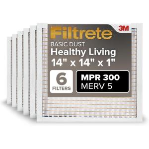 imageFiltrete 12x20x1 Air Filter MPR 300 MERV 5 Clean Living Basic Dust 3Month Pleated 1Inch Air Filters 6 Filters14x14x1
