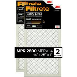 imageFiltrete 14x20x1 Air Filter MPR 2800 MERV 14 Healthy Living Ultrafine Particle Reduction 3Month Pleated 1Inch Air Filters 2 Filters14x25x1