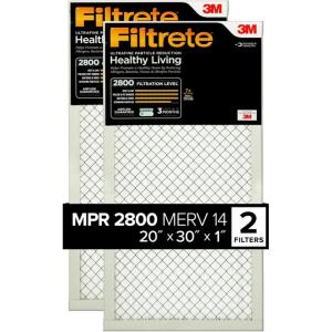 imageFiltrete 14x20x1 Air Filter MPR 2800 MERV 14 Healthy Living Ultrafine Particle Reduction 3Month Pleated 1Inch Air Filters 2 Filters204 x 31 x 25