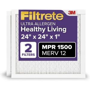 imageFiltrete 20x30x1 AC Furnace Air Filter MERV 12 MPR 1500 CERTIFIED asthma ampamp allergy friendly 3 Month Pleated 1Inch Electrostatic Air Cleaning Filter 2Pack Actual Size 1981x2981x078 in24x24x1