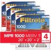imageFiltrete 20x20x2 AC Furnace Air Filter MERV 11 MPR 1000 Allergen Defense 3Month Pleated 2Inch Electrostatic Air Cleaning Filter 4 Pack Actual Size 195 x 195 x 175 in