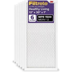 imageFiltrete 20x25x1 AC Furnace Air Filter MERV 12 MPR 1500 CERTIFIED asthma ampamp allergy friendly 3 Month Pleated 1Inch Electrostatic Air Cleaning Filter 6Pack Actual Size 1969x2469x07812x30x1