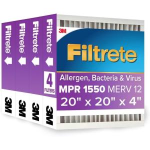imageFiltrete High Performance Deep Pleat Filter NDP034IN4 20 in x 25 in x 4 in 508 cm x 635 cm x 101 cm 4 packs per case20x20x4