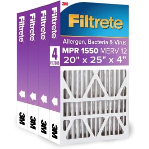 imageFiltrete High Performance Deep Pleat Filter NDP034IN4 20 in x 25 in x 4 in 508 cm x 635 cm x 101 cm 4 packs per case20x25x4SlimFit