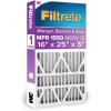 imageFiltrete 16x25x5 AC Furnace Air Filter MPR 1550 MERV 12 Fits Honeywell amp Trion AirBear CERTIFIED Asthma amp Allergy Friendly Electrostatic Air Filter 1Pack actual size 1575 x 2413 x 48849 x 241 x 156