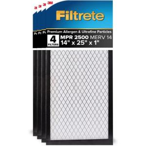 imageFiltrete 14x20x1 AC Furnace Air Filter MERV 14 MPR 2500 High Performance Premium Allergen Ultrafine Particles Bacteria amp Virus Filter CERTIFIED Asthma amp Allergy Friendly 4Pack14x25x1