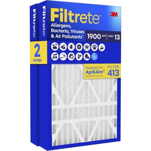 image:imageFiltrete 16x25x4 Air Filter Replaces AprilAire 413 Filters MERV 13 MPR 1900 Allergens Bacteria Viruses amp Air Pollutants 12Month ACFurnace Filter Cleaner Air Reliable Airflow 2 HVAC Filters