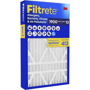 image:imageFiltrete 413 Air Filter AprilAire 413 Replacement Filters MERV 13 MPR 1900 Allergens Bacteria Viruses amp Air Pollutants 12Month ACFurnace Filters Cleaner Air Reliable Airflow 1 HVAC Filter